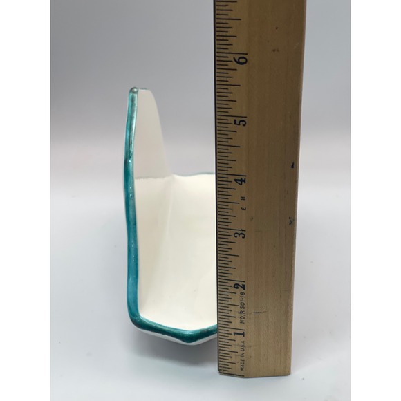 Italian Pottery Napkin Holder Sunflower Lemon Blue Ceramic Hand Painted 6.5" - Picture 8 of 8